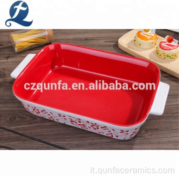 Bakeware di tela da forno di ceramica stampata con coperchio